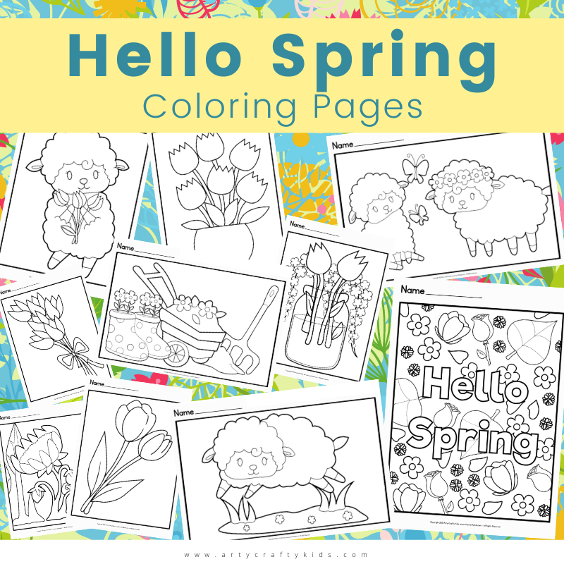 Hello spring coloring pages