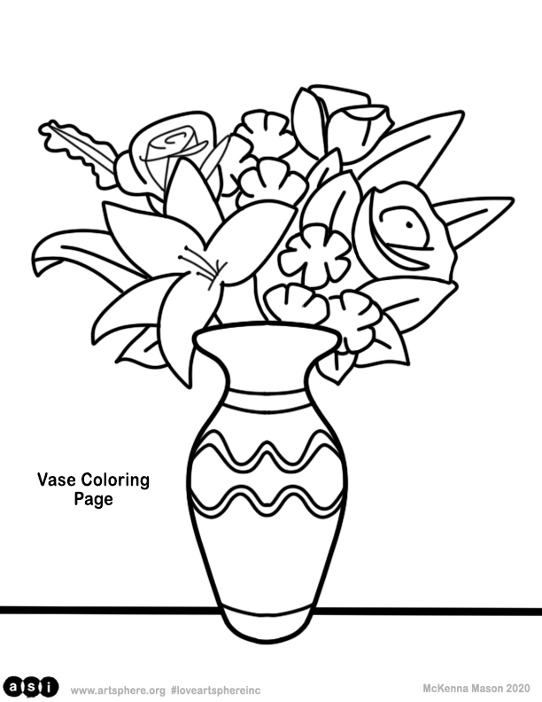 D vase and coloring handouts art sphere inc