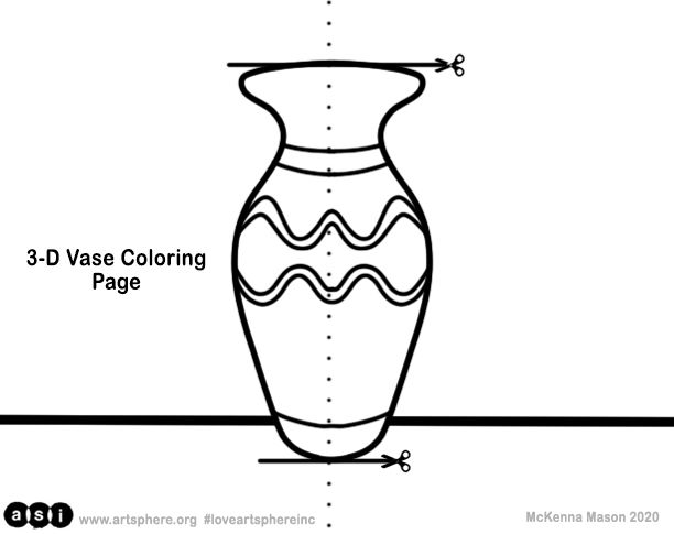 D vase and coloring handouts art sphere inc