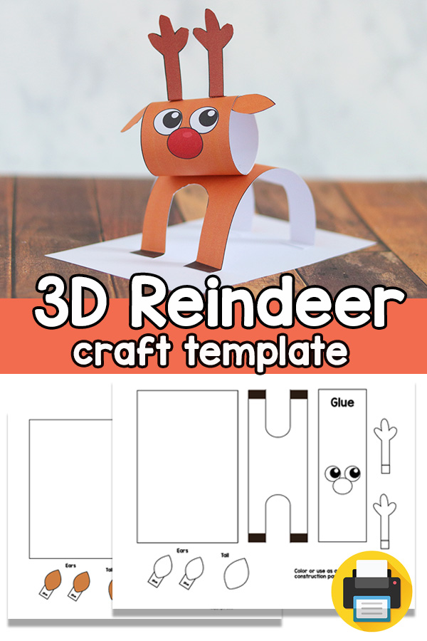 D paper reindeer craft template â easy peasy and fun hip