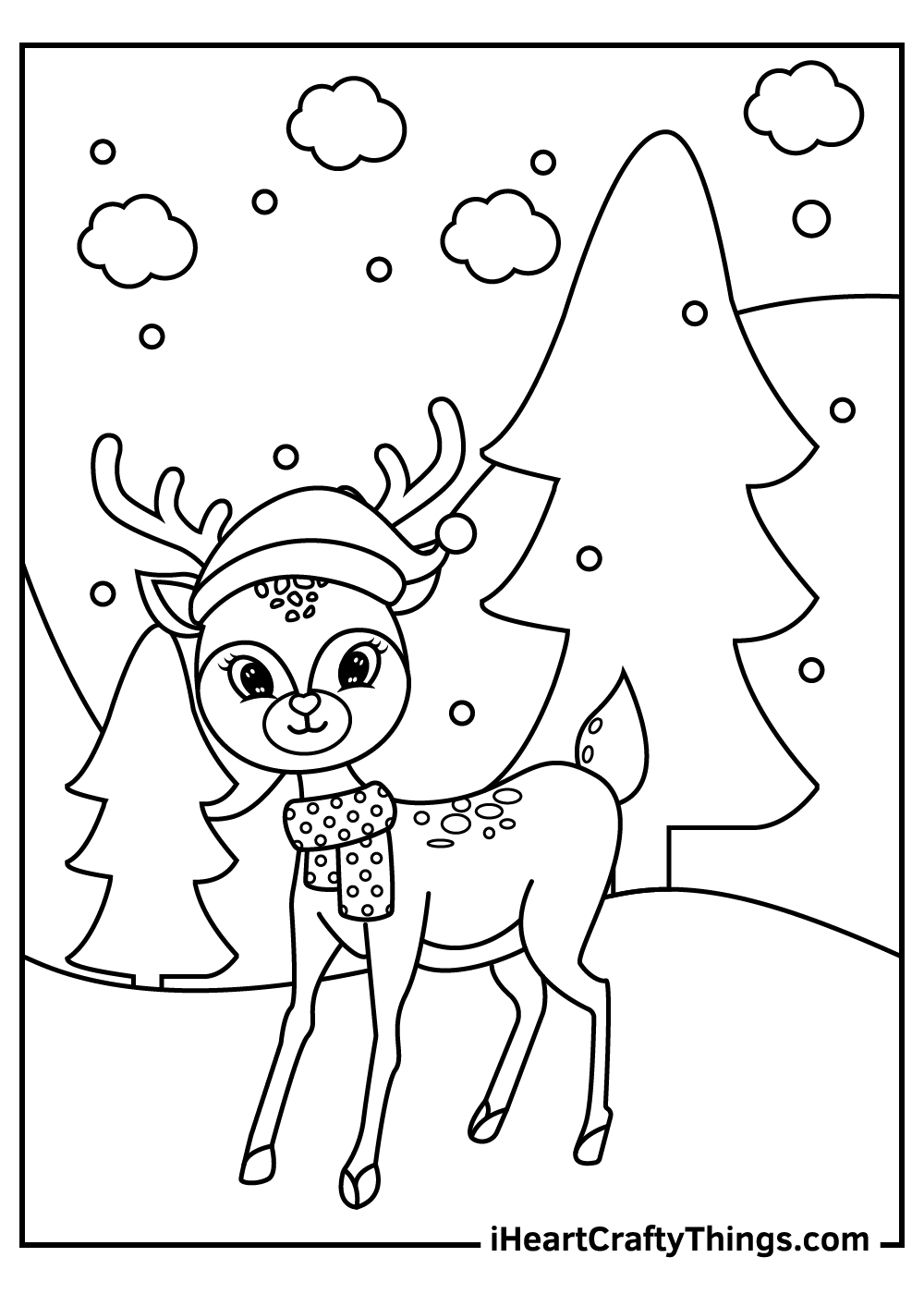 Christmas reindeers coloring pages free printables