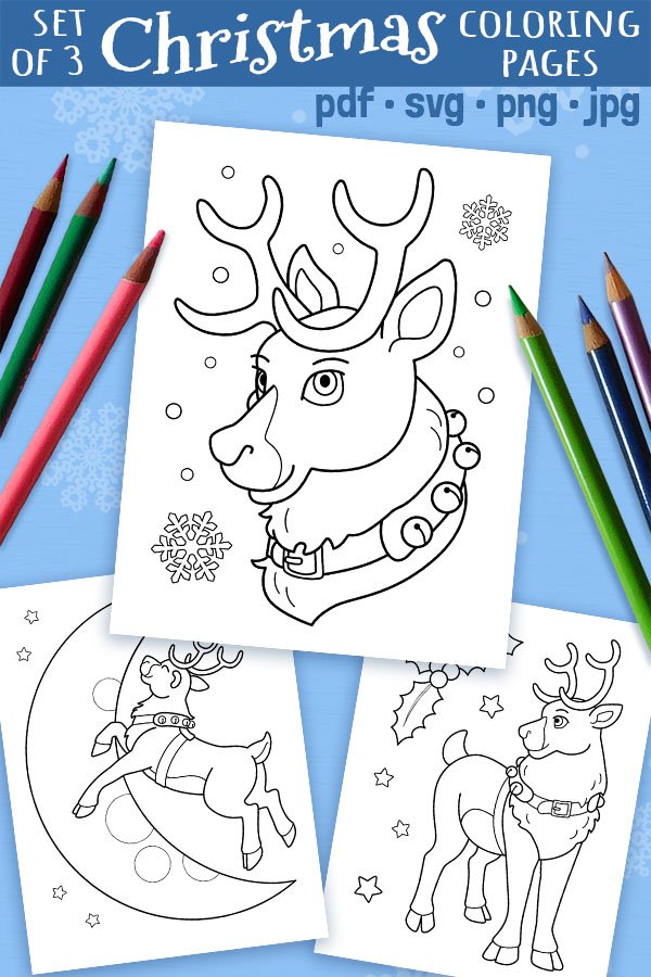 Reindeer coloring pages printable kids christmas activities