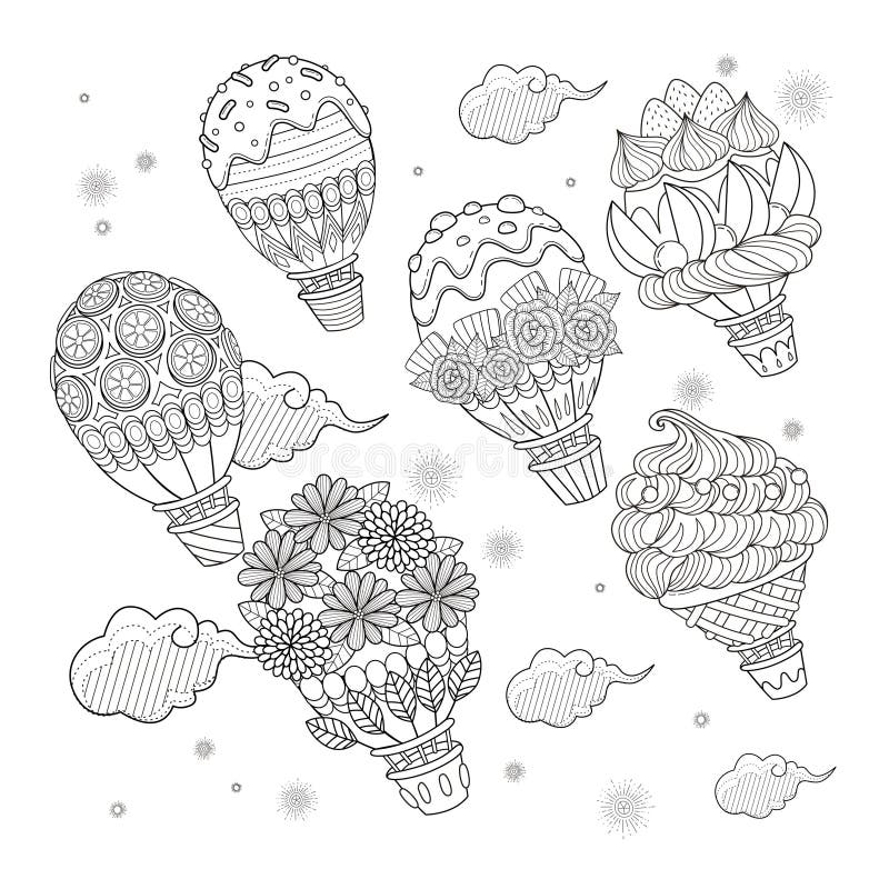 Coloring hot air balloon stock illustrations â coloring hot air balloon stock illustrations vectors clipart