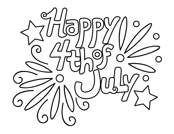 Printable simple fourth of july coloring page