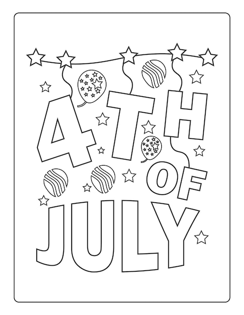 Premium vector th of july coloring pages for kids independence day black and white activity worksheet