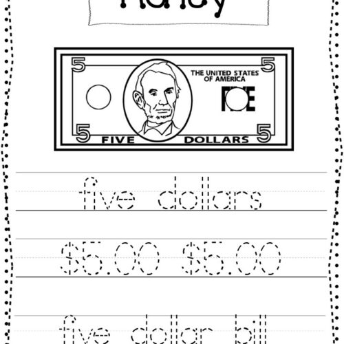 Printable money tracing worksheets made by teachers