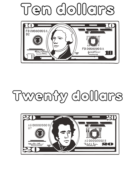 One and five dollar bill coloring sheet â the wealthy toolbox