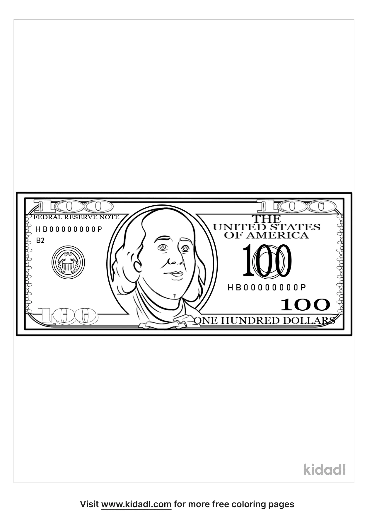 Free dollar bill coloring page coloring page printables