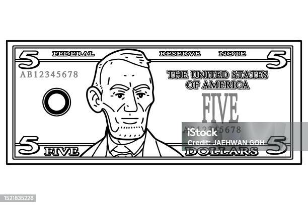 Us dollar banknote outline stock illustration