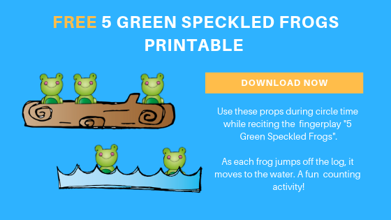 Free five green speckled frogs printable