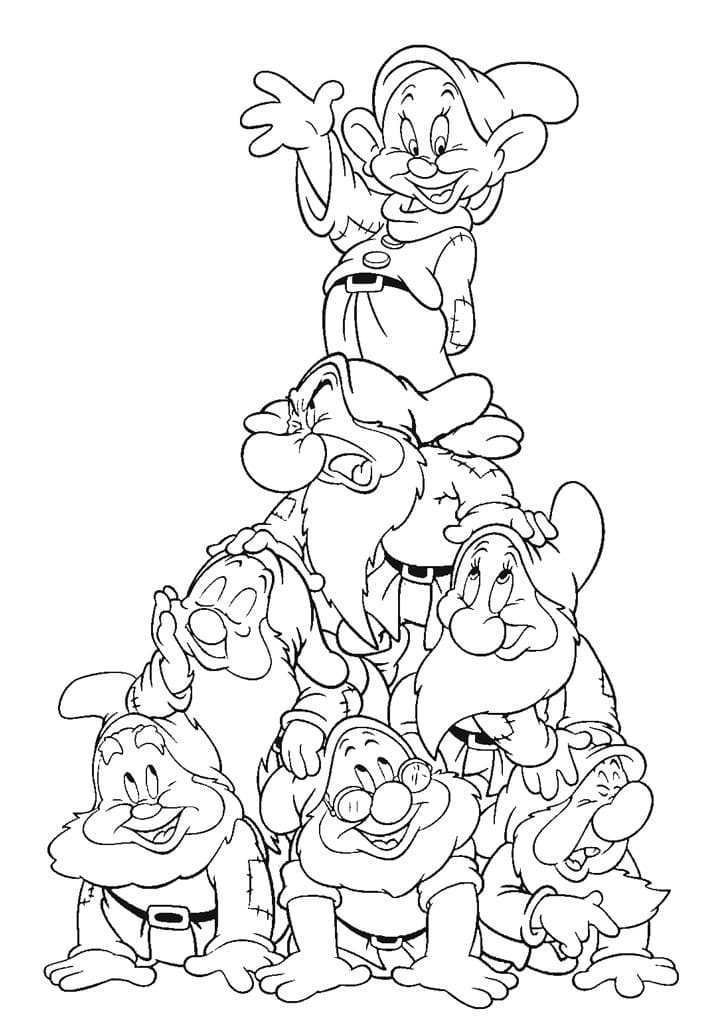 Seven dwarfs from snow white coloring page