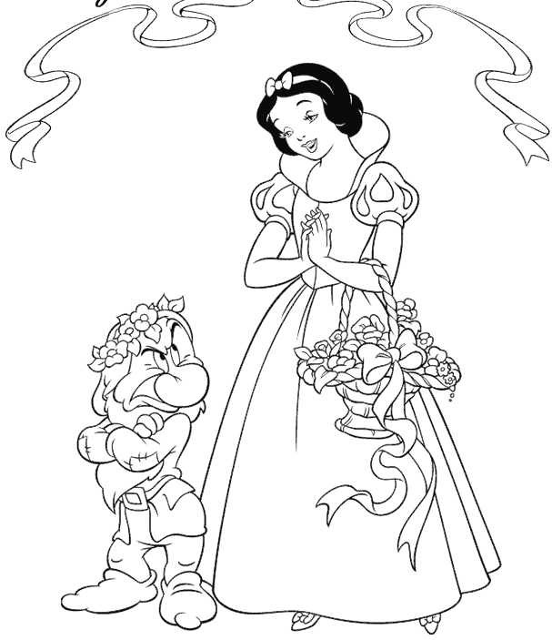 Snow white and the seven dwarfs coloring pages