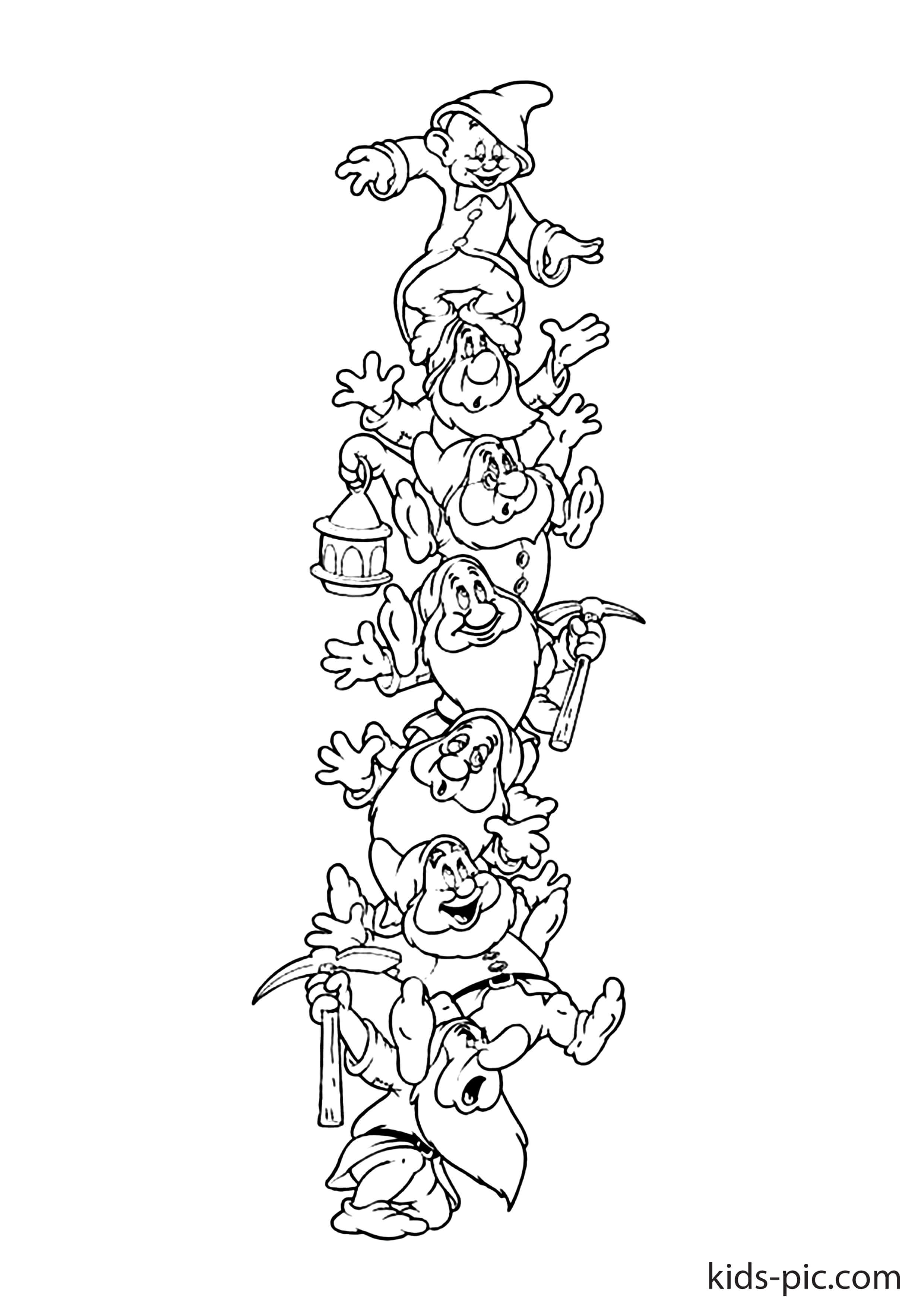 Snow white and the seven dwarfs coloring pages kids