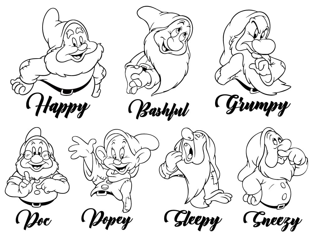 Seven dwarfs svg cut files snow white and seven dwarfs svg png files