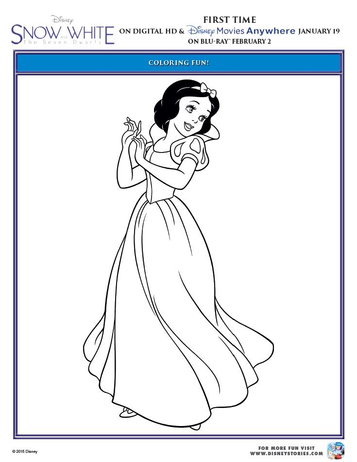 Snow white and the seven dwarfs printable coloring pages