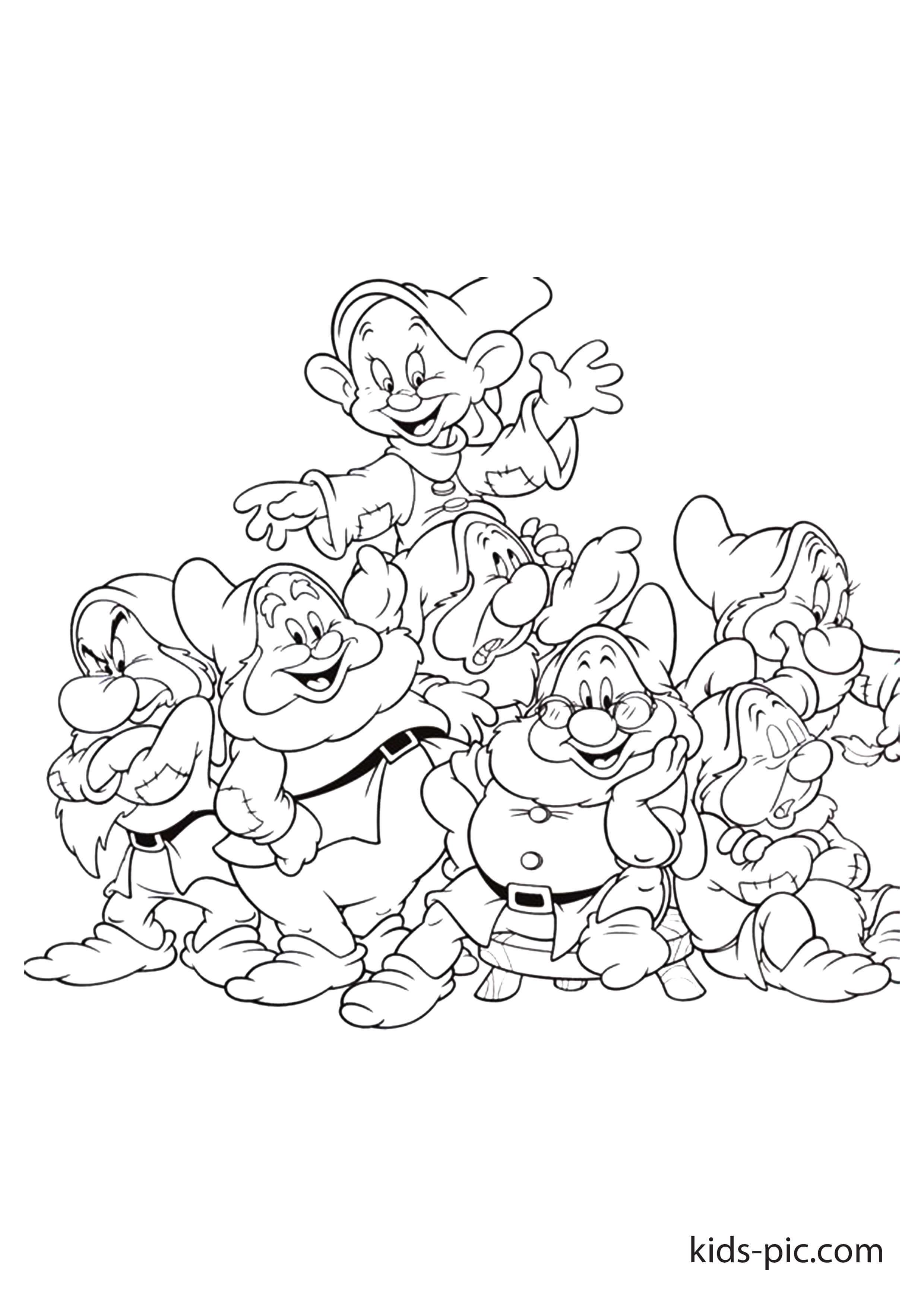 Snow white and the seven dwarfs coloring pages kids