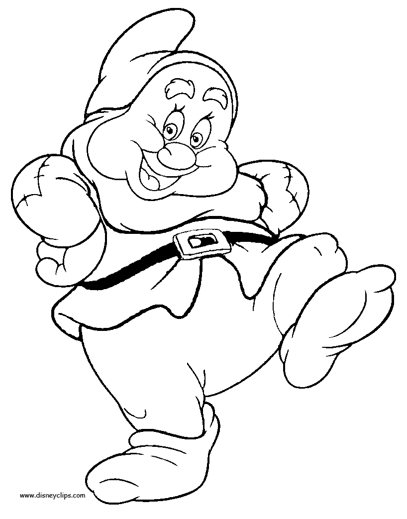 Joyful of the dwarfs coloring page