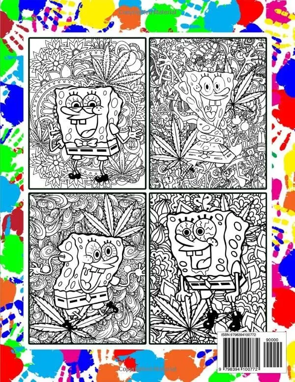 S cartoon stoner coloring book adult trippy coloring book with psychedeli