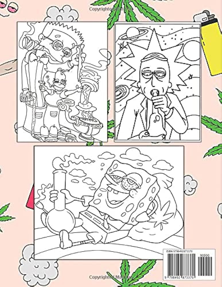 S cartoon stoner coloring book full of psychedelic trippy premium illustrated pages for adults to relax and get high by me color