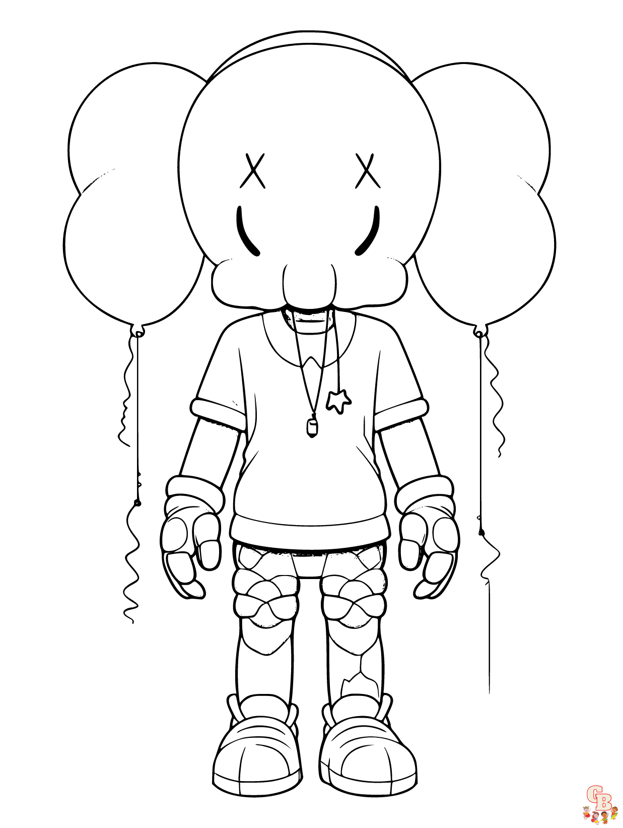 Printable kaws coloring pages free for kids and adults