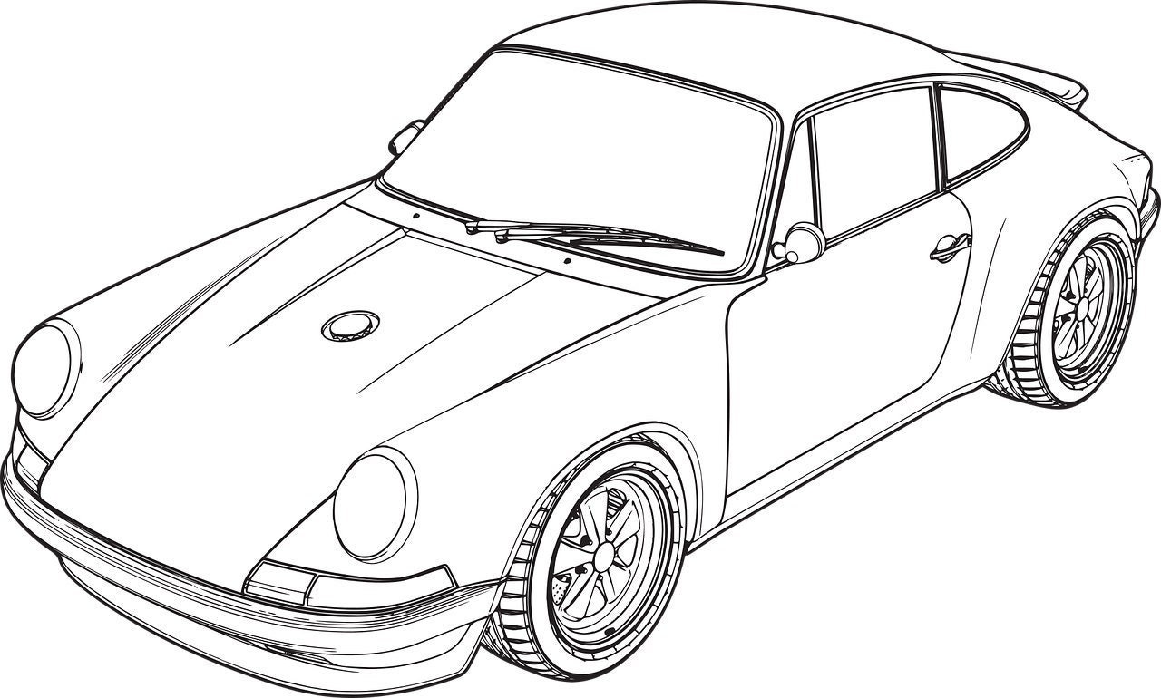 Digital porsche coloring page printable coloring page for adults of all ages car coloring page