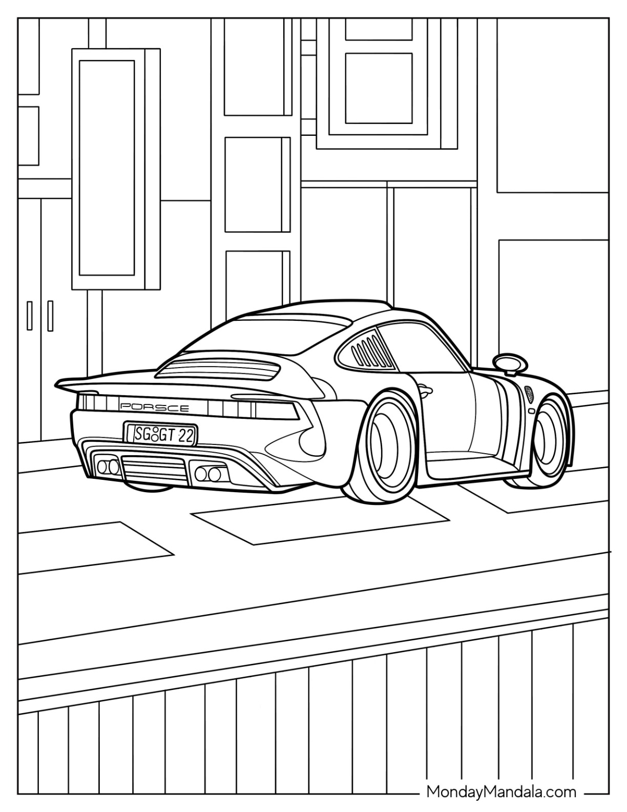 Porsche coloring pages free pdf printables