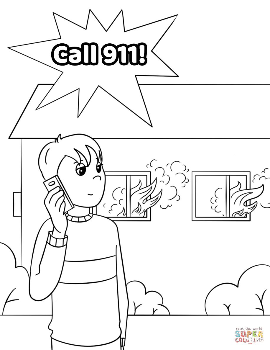 Call in case of fire coloring page free printable coloring pages