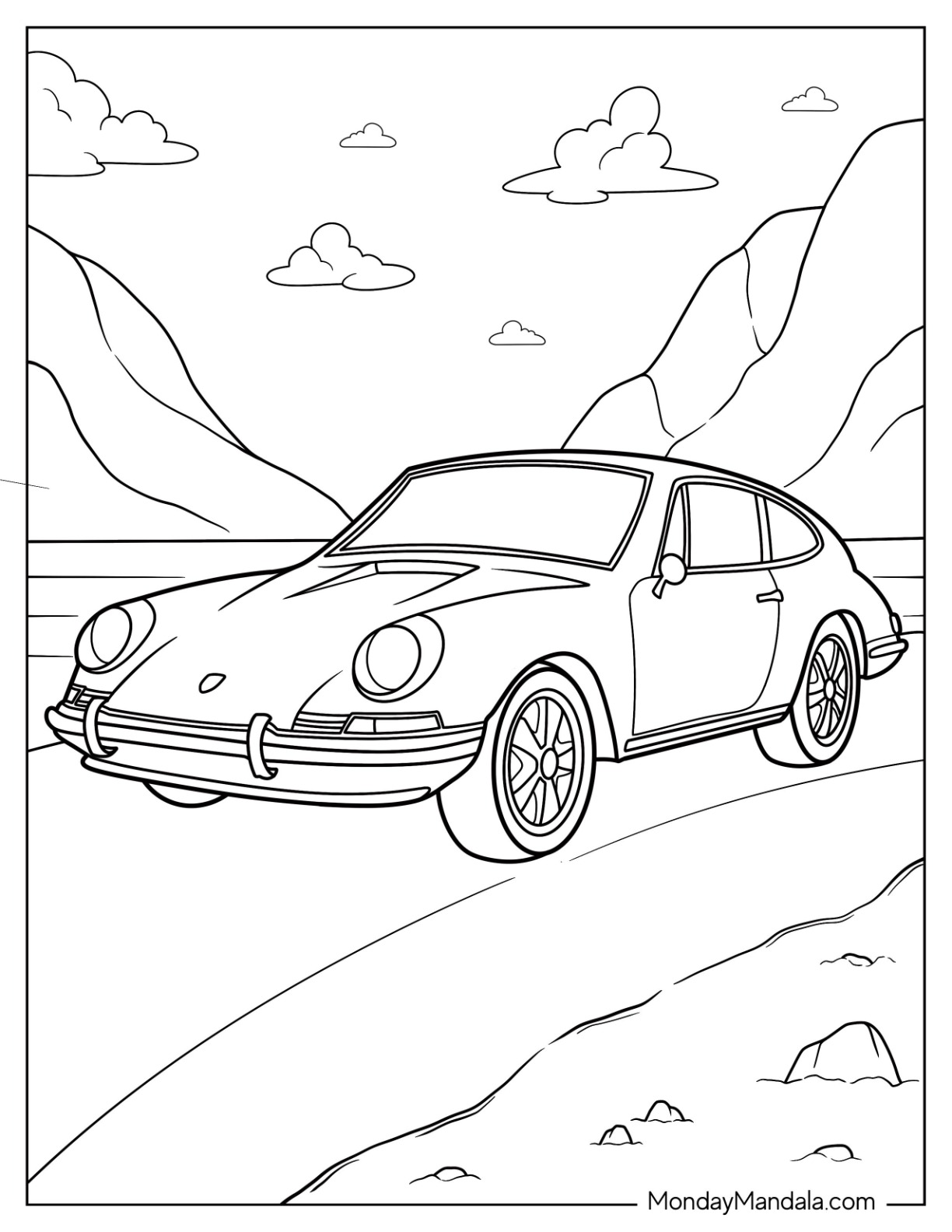 Porsche coloring pages free pdf printables