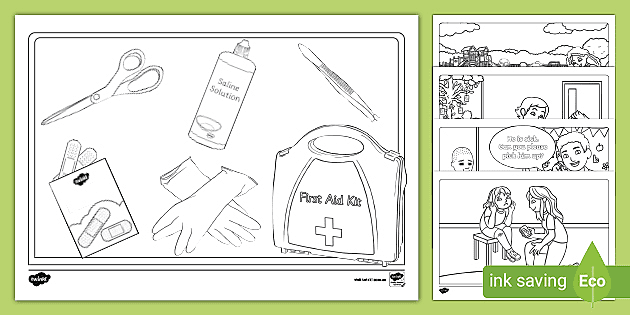 First aid colouring pages teacher made