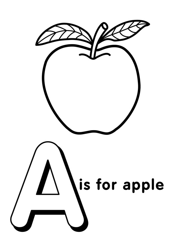 Coloring pages a for apple coloring page for kids
