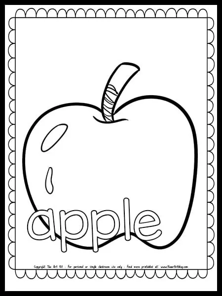 Apple coloring page free printable â the art kit