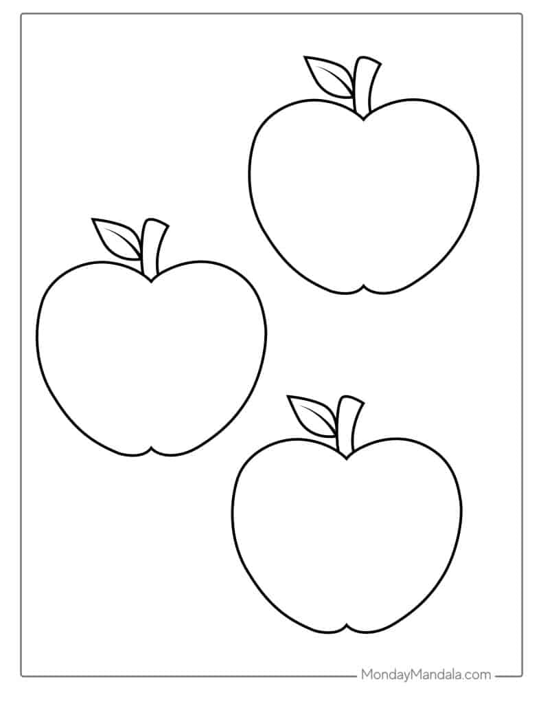 Apple coloring pages free pdf printables
