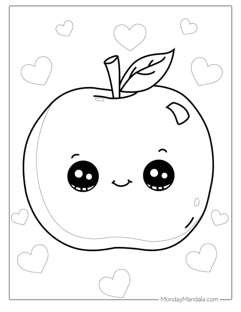 Apple coloring pages free pdf printables