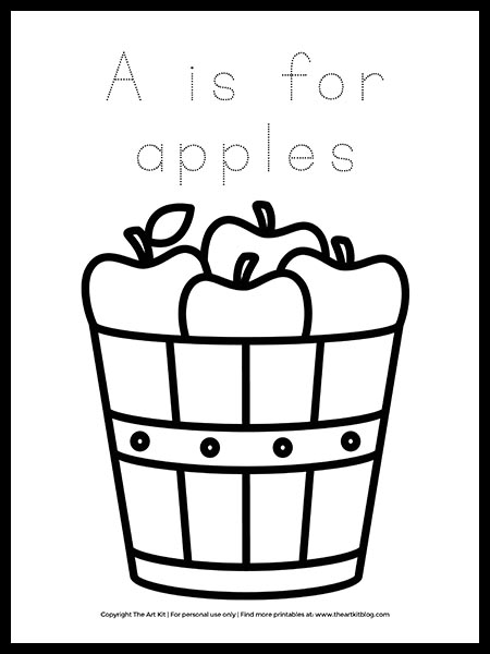 Free letter a is for apples coloring page â the art kit