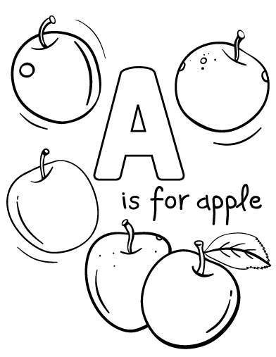 Free a is for apple coloring page