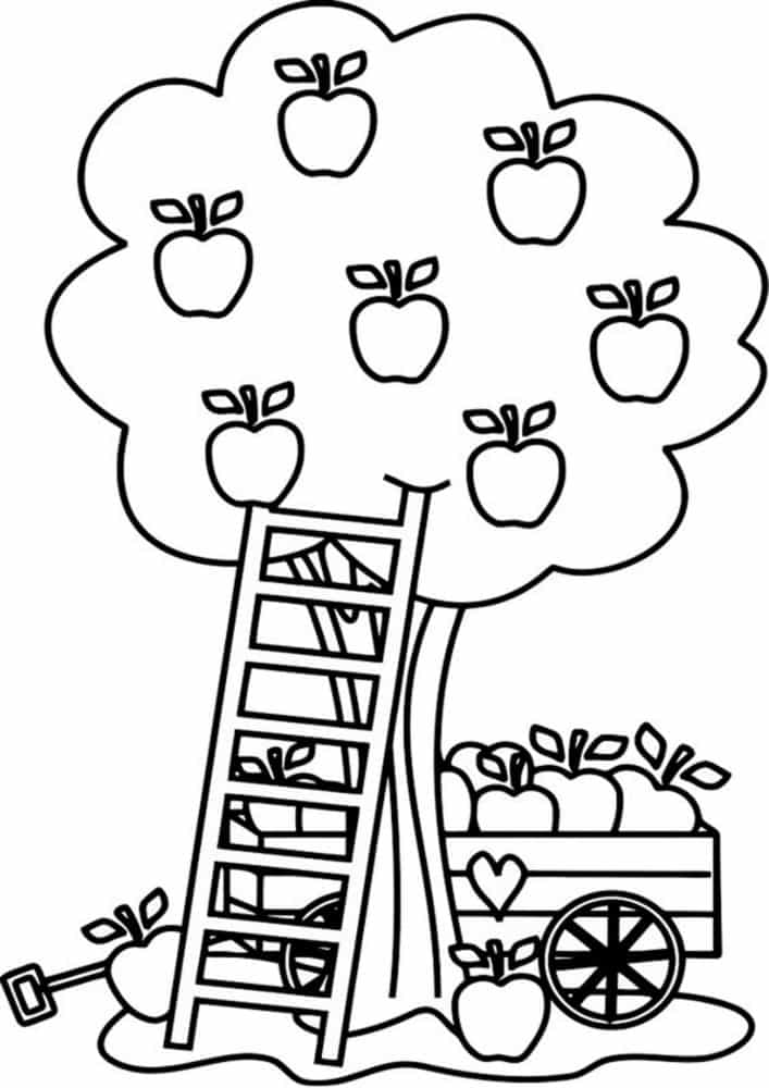 Free easy to print apple coloring pages