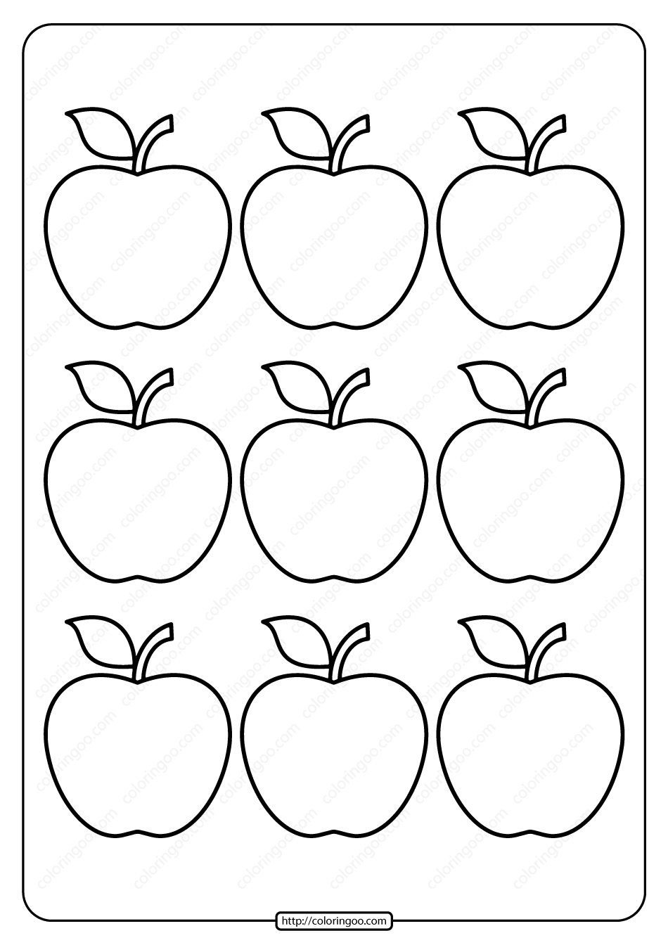 Printable simple apple outline coloring page