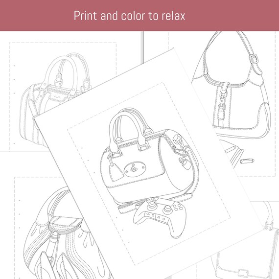 A size printable coloring pages for adults fashion luxury bag edition print it yourself
