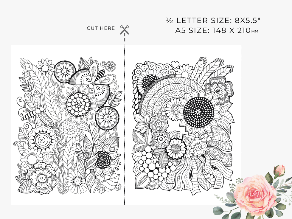 Floral coloring books â beautiful floral and flower coloring pages for adults and kids â co â online shop