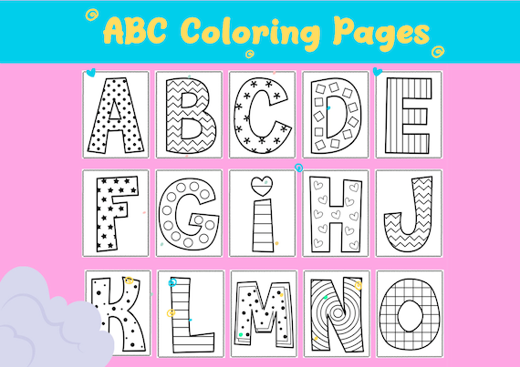 Alphabet coloring pages printable abc coloring book back to school activities phonics literacy letters preschool worksheets