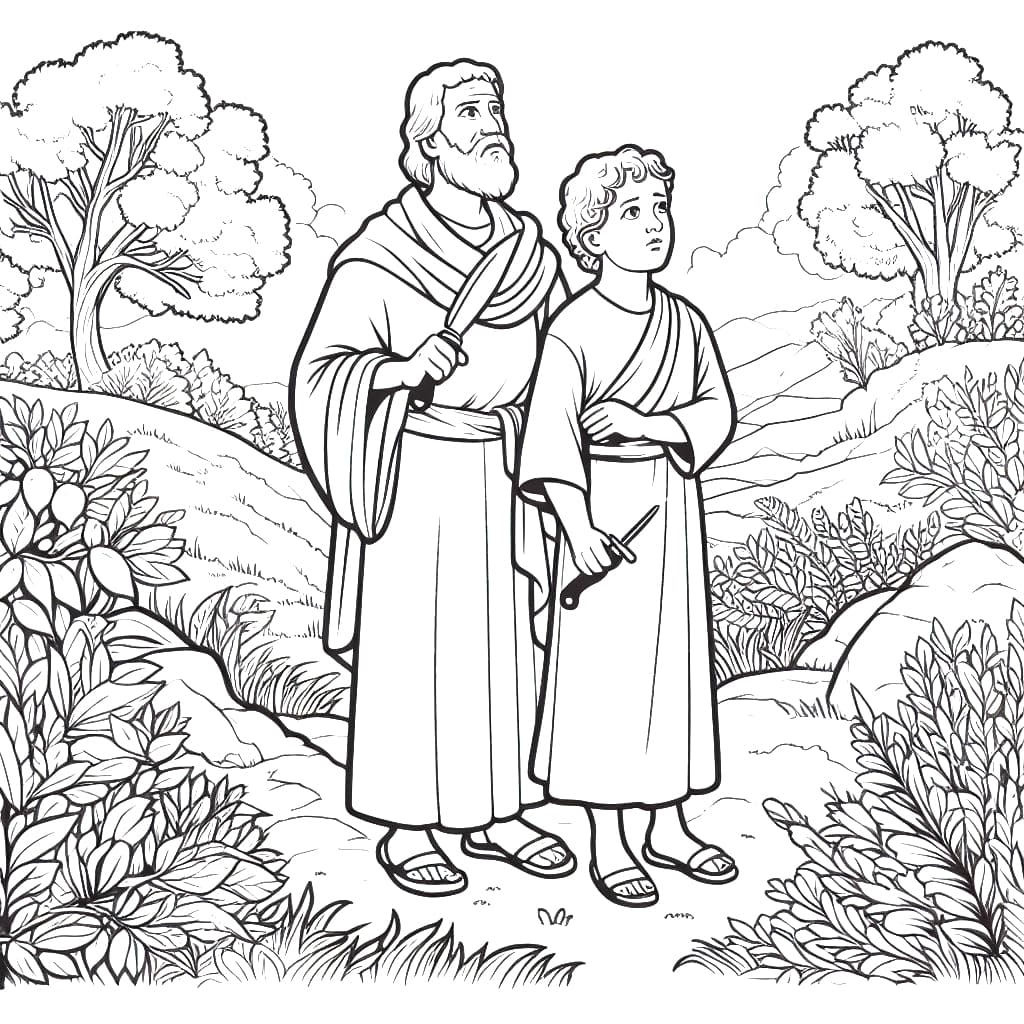 Abraham and isaac bible story coloring page