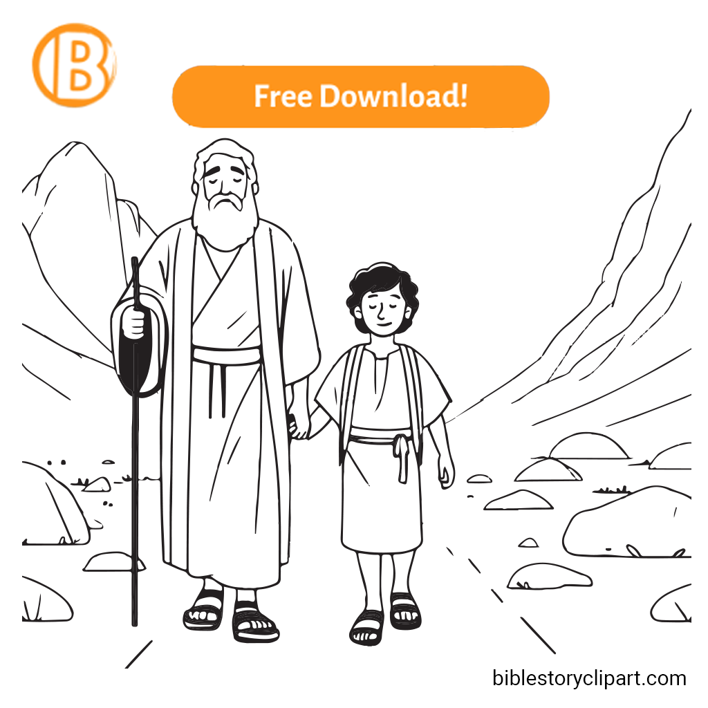 Printable abraham and isaac walking to mount moriah coloring page