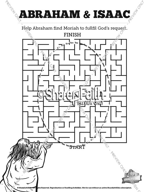 The story of abraham and isaac bible mazes clover media