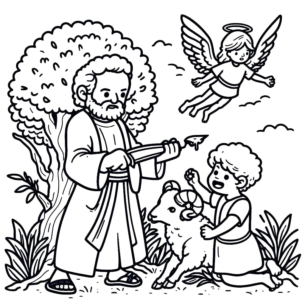 Abraham and isaac bible coloring page