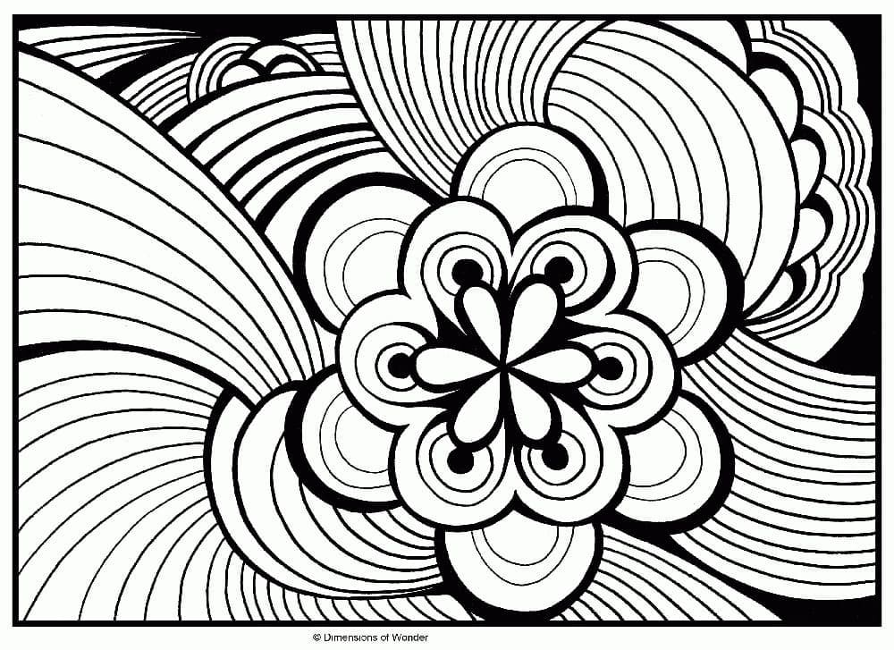 Abstract flower coloring page