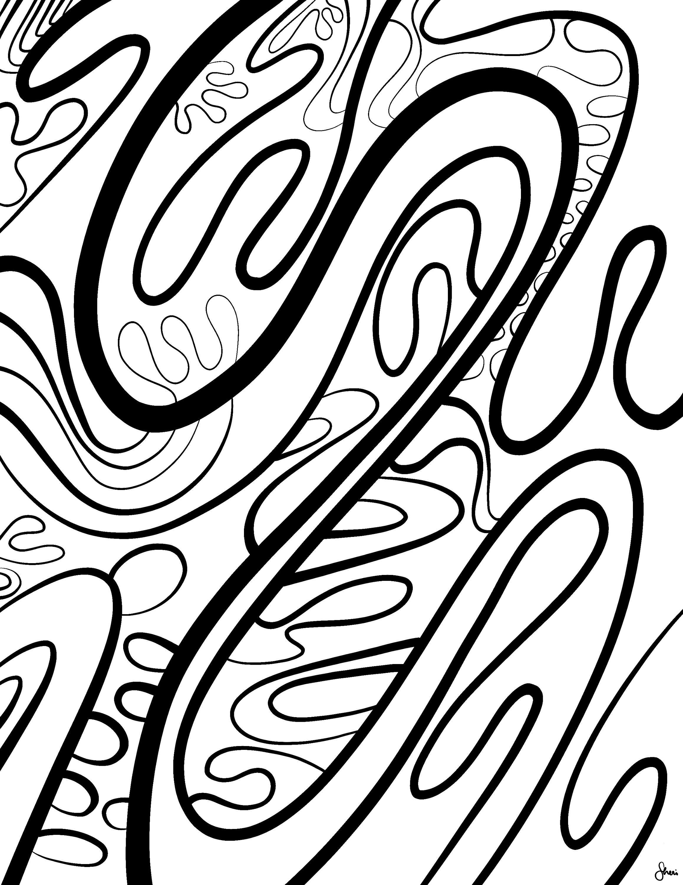 Groovy abstract coloring page for adults or kids instant download printable coloring page download now