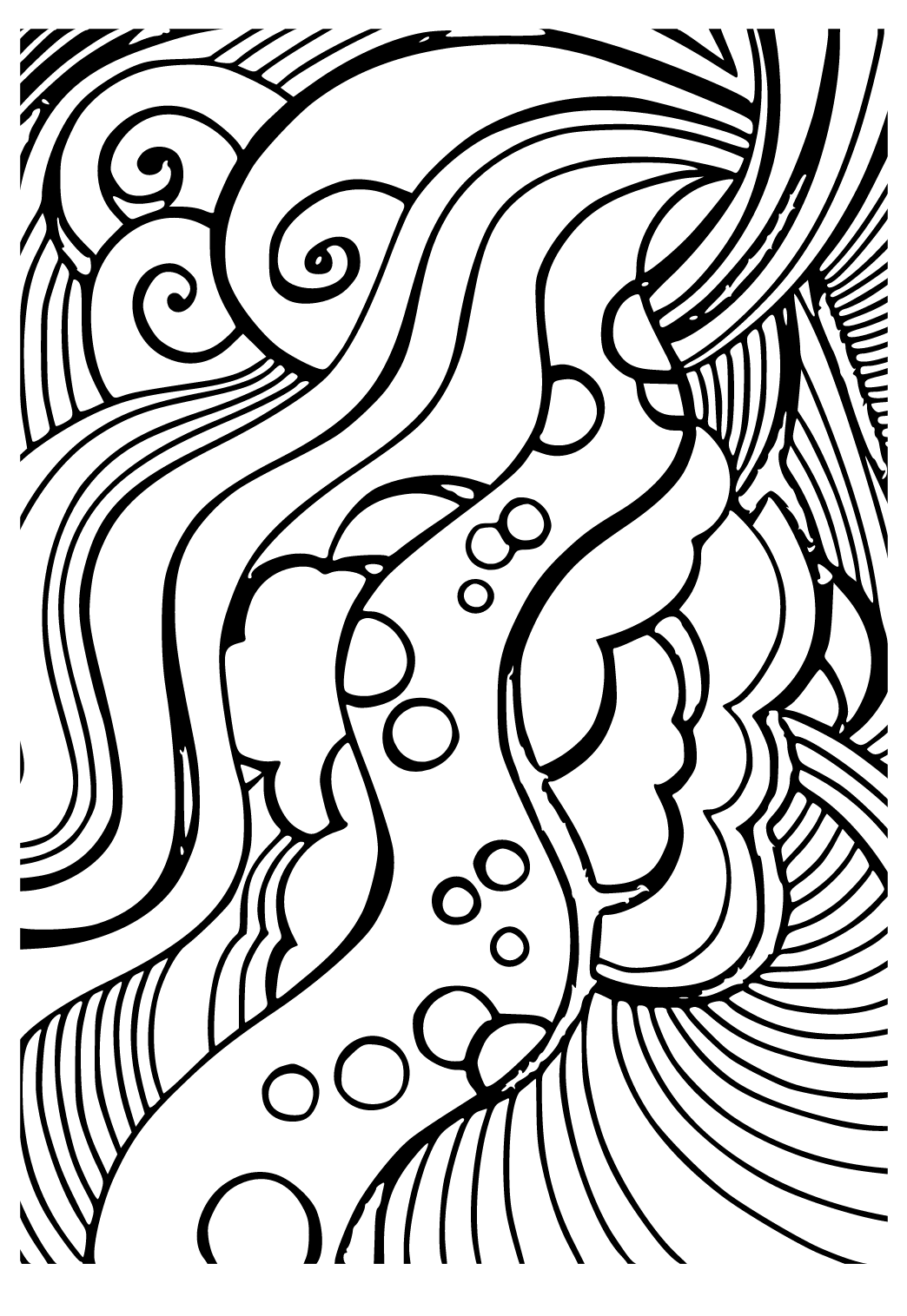 Free printable abstract wave coloring page for adults and kids