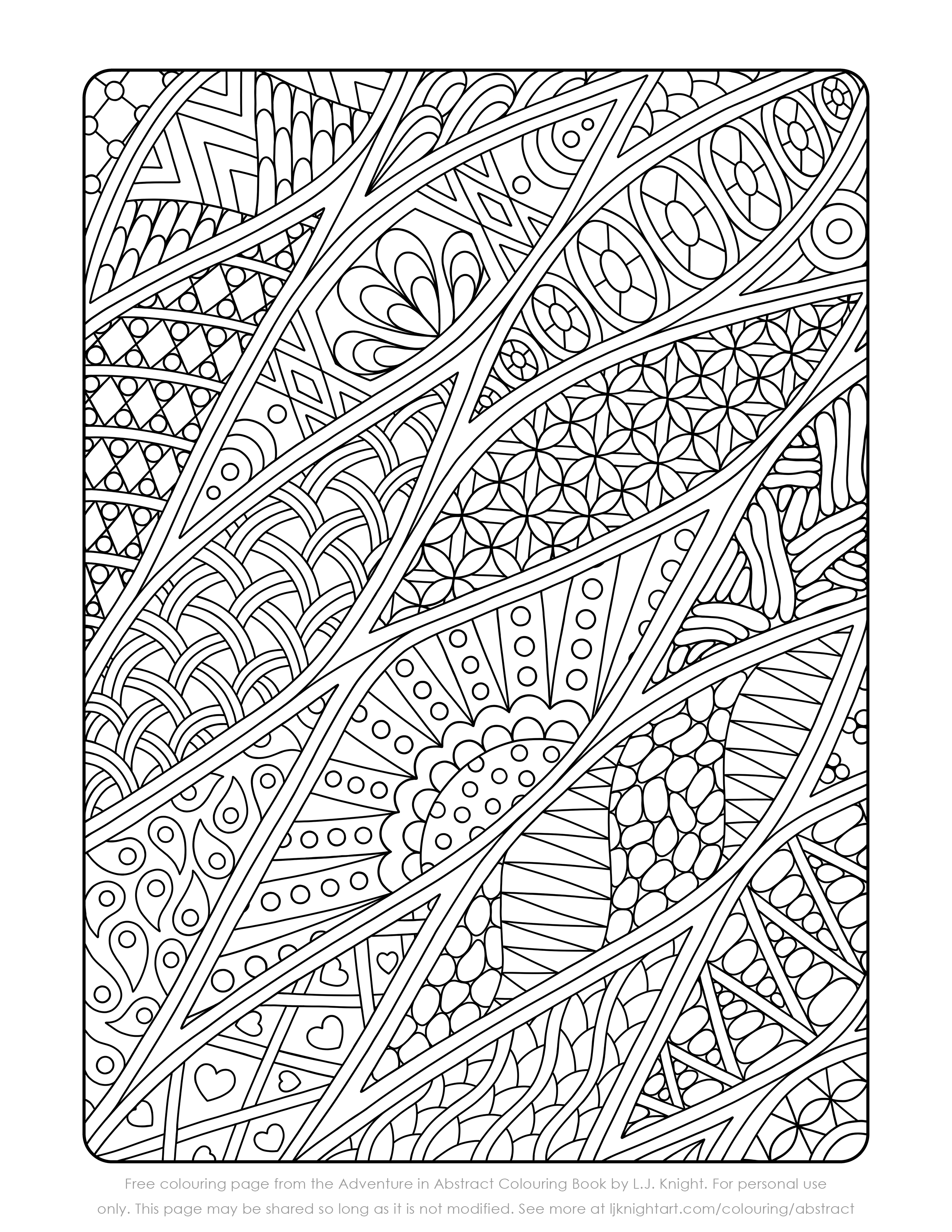 Free printable abstract colouring page download lj knight art