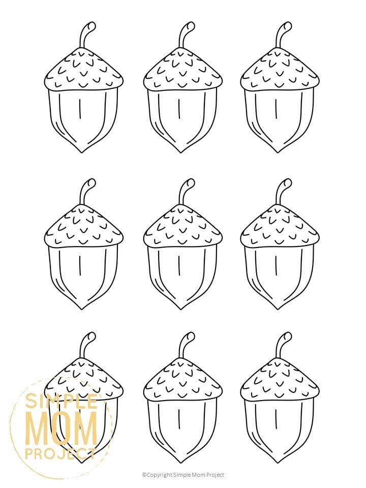 Free printable large medium and small acorn templates â simple mom project