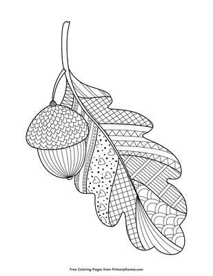 Oak leaf with acorn coloring page â free printable pdf from